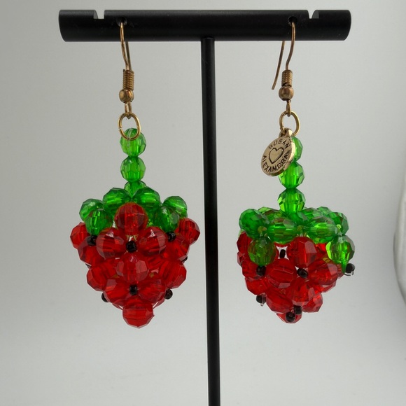 Susan Alexandra Beaded Strawberry Earrings - Picture 3 of 5